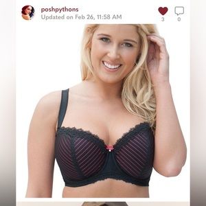 36HH Curvy Kate Ritzy Padded Balconette Bra Black Pink Nude